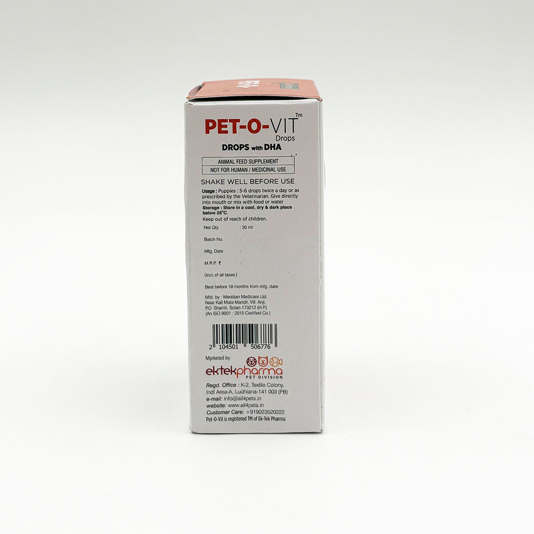 Pet-O-Vit Drops backside