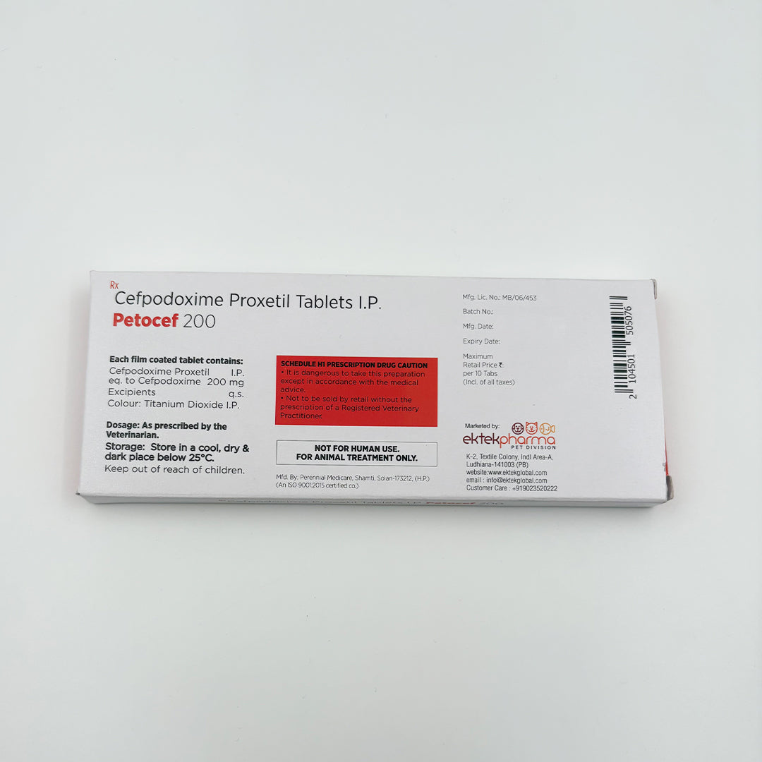 Petocef 200 Cefpodoxime Proxetil Tablets back side