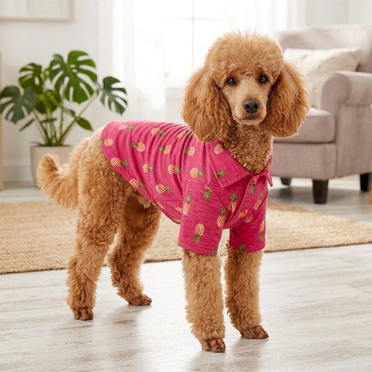 Pineapple print dog collar shirt in pink color