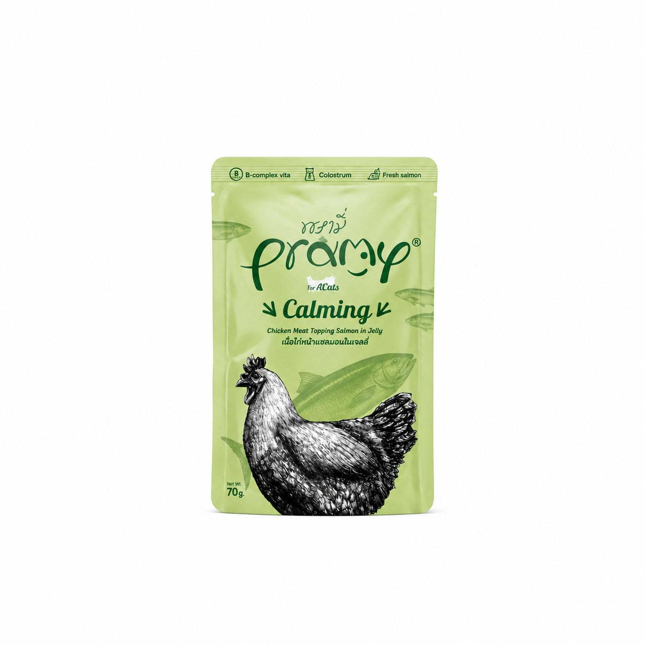 Pramy Chicken Meat  Topping Salmon in Jelly 70g (Pack of 5)