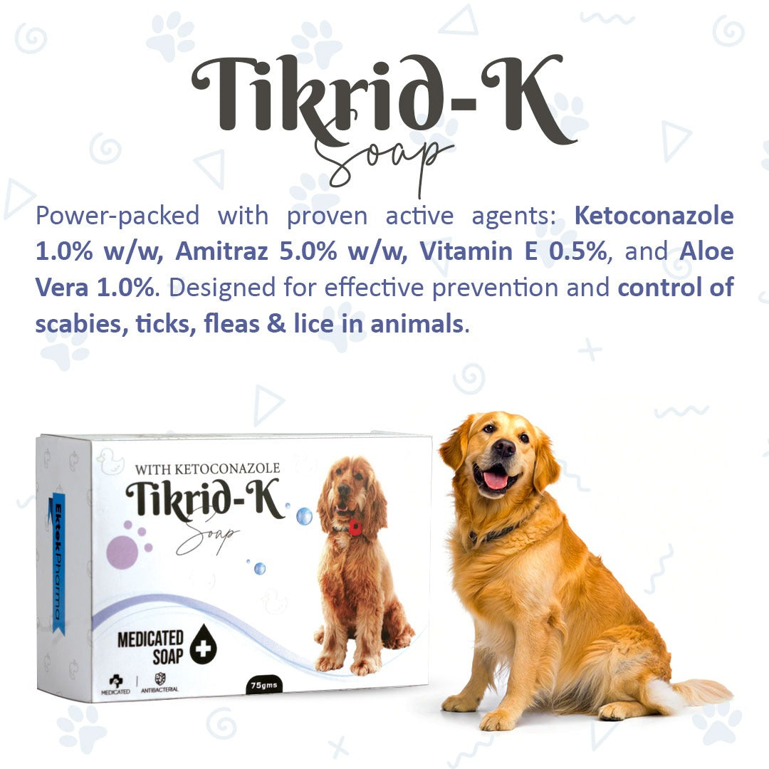 Product Information and Ingredients of TikRid-K Pet Soap with Ketoconazole 75g