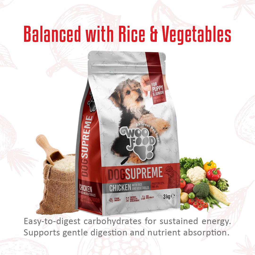 Dog Supreme Chicken With Rice & Vegetables for Puppy & Junior