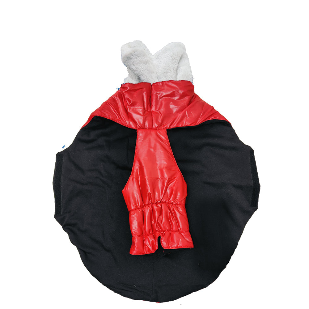 Winter Jacket for Dogs -with Cozy Fur Collar (Color May Vary) Red