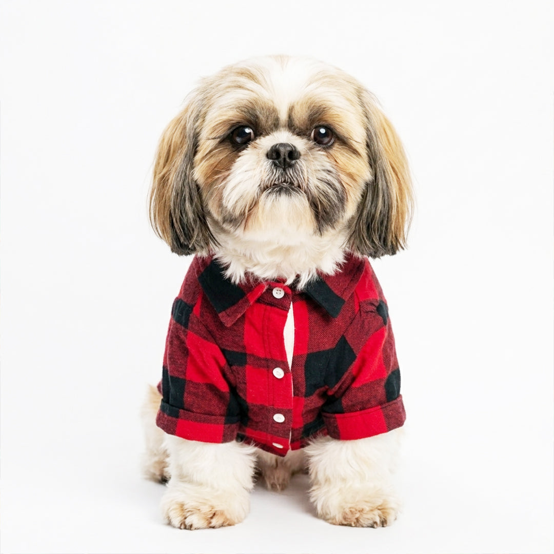 Red Black Cotton Shirt for Dog