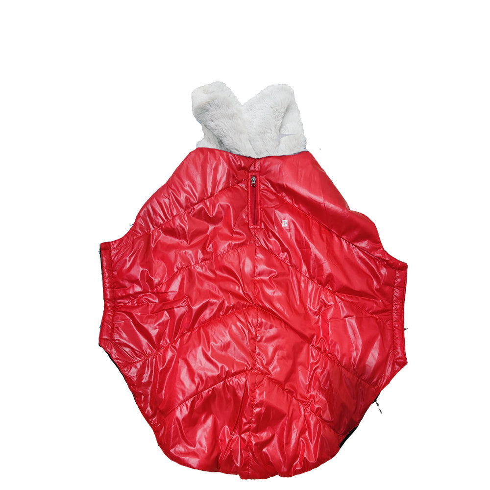 Winter Jacket for Dogs -with Cozy Fur Collar (Color May Vary) Red