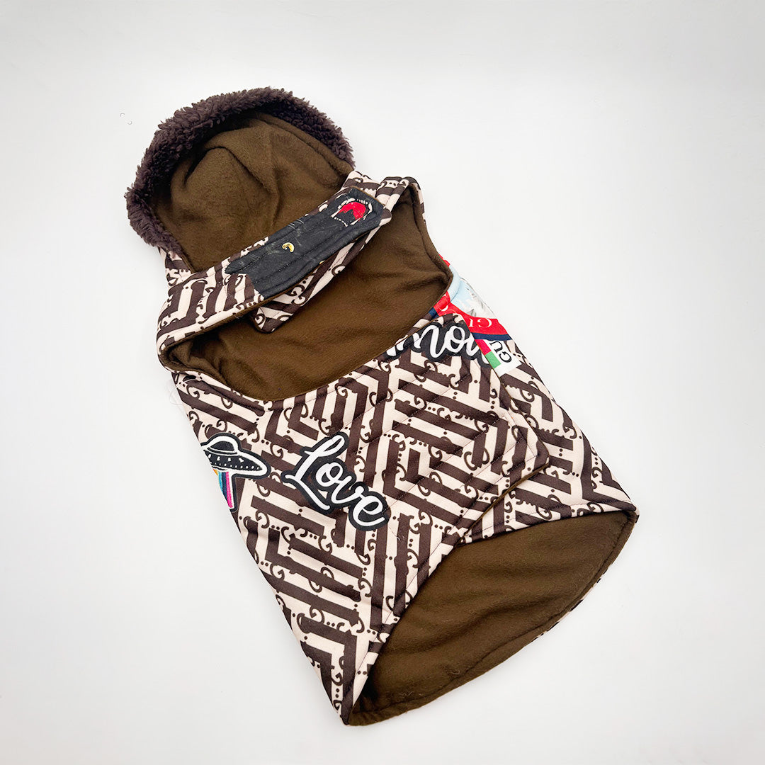 Premium Printed Dog Winter Hoodie Jacket with Fleece Lining