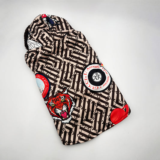 Premium Printed Dog Winter Hoodie Jacket with Fleece Lining