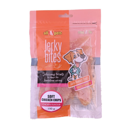 ALL4PETS JERKY BITES-SOFT CHICKEN CHIPS 100GM