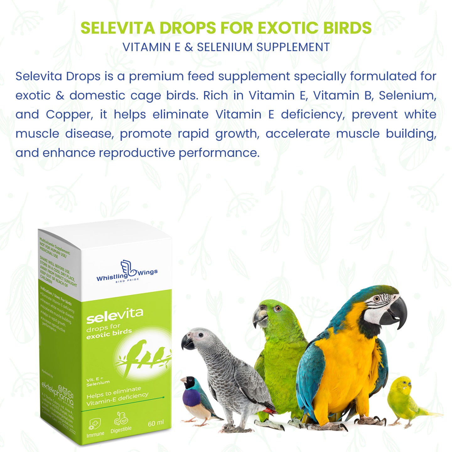 description of Selevita Drops for Exotic Birds 60ml