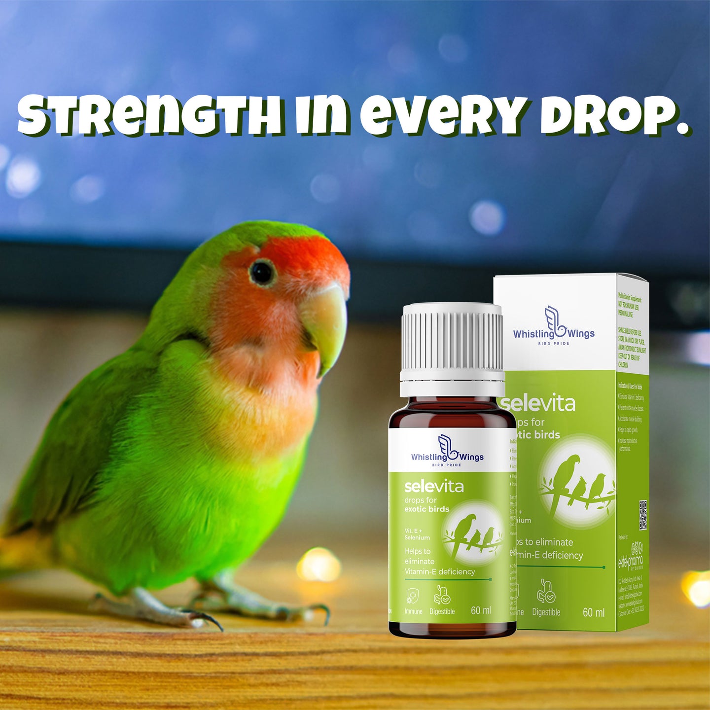 Selevita Drops for Exotic Birds 60ml | Bird Supplement