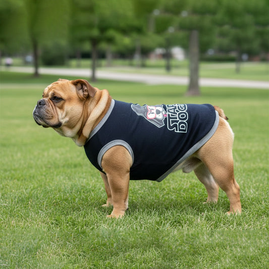 Star Dogs printed dog t-shirt front view