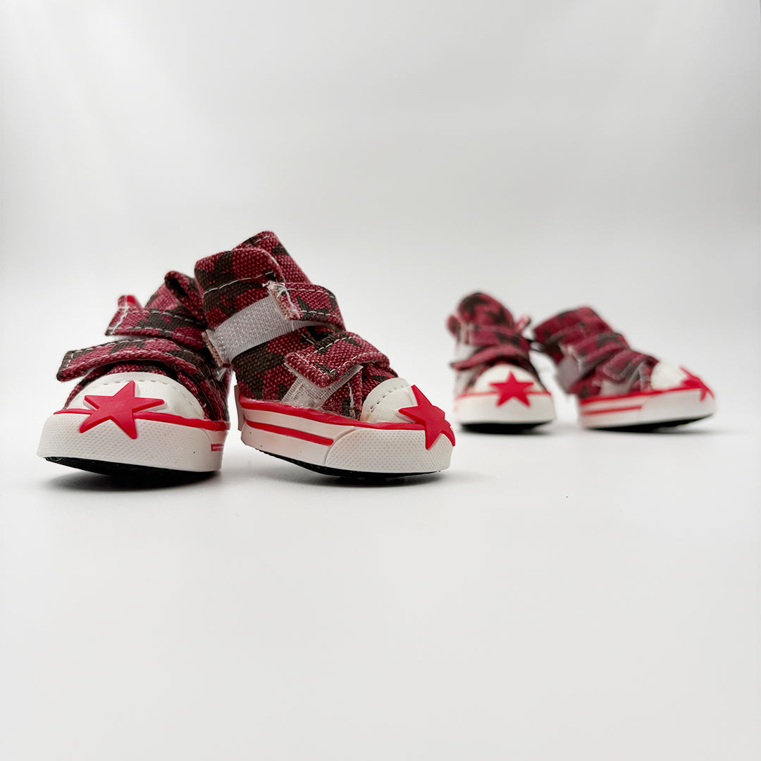 Star design non-slip dog shoes with Velcro closure – pack of 4 red color