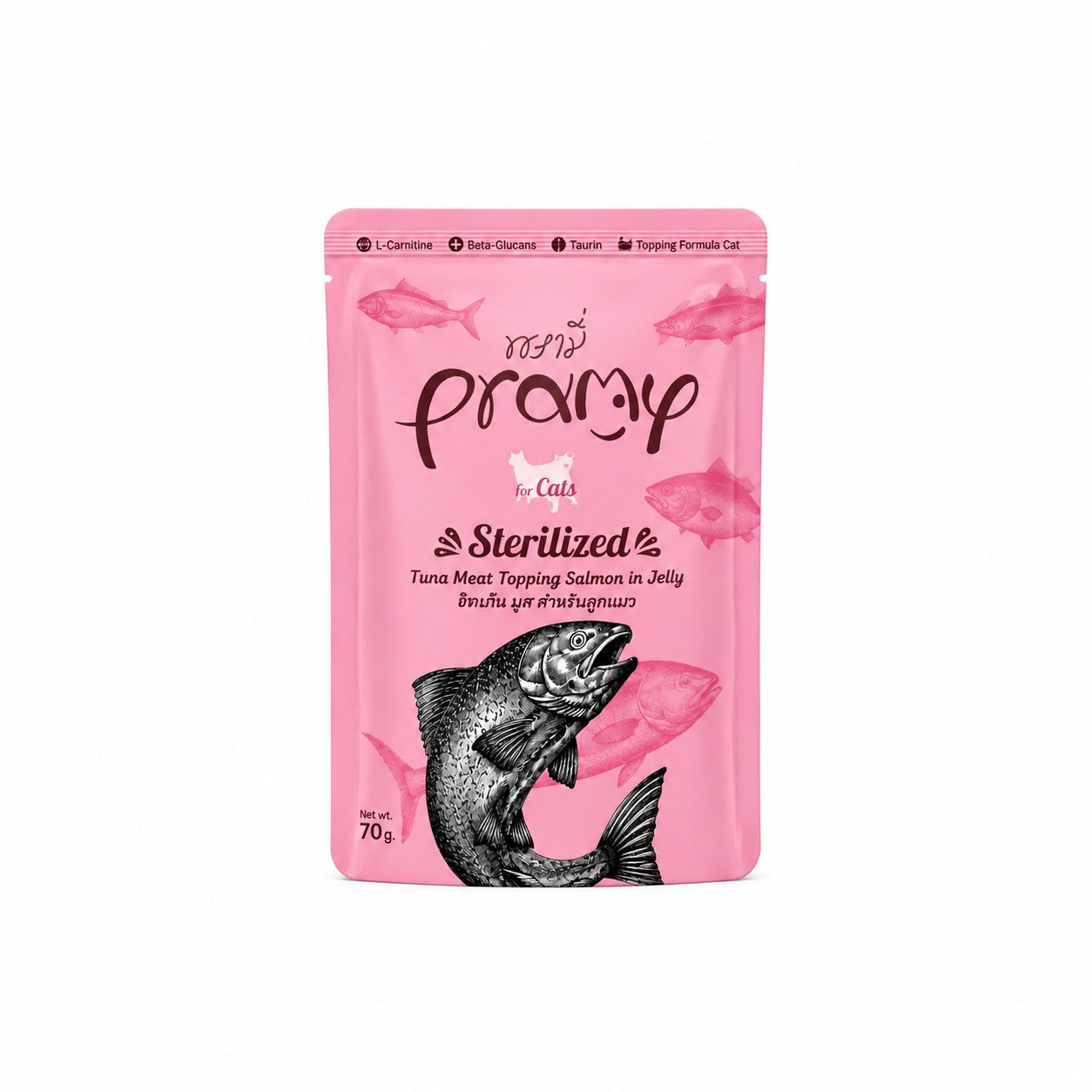 Pramy Tuna Meat Topping Salmon in Jelly 70g (Pack of 5)