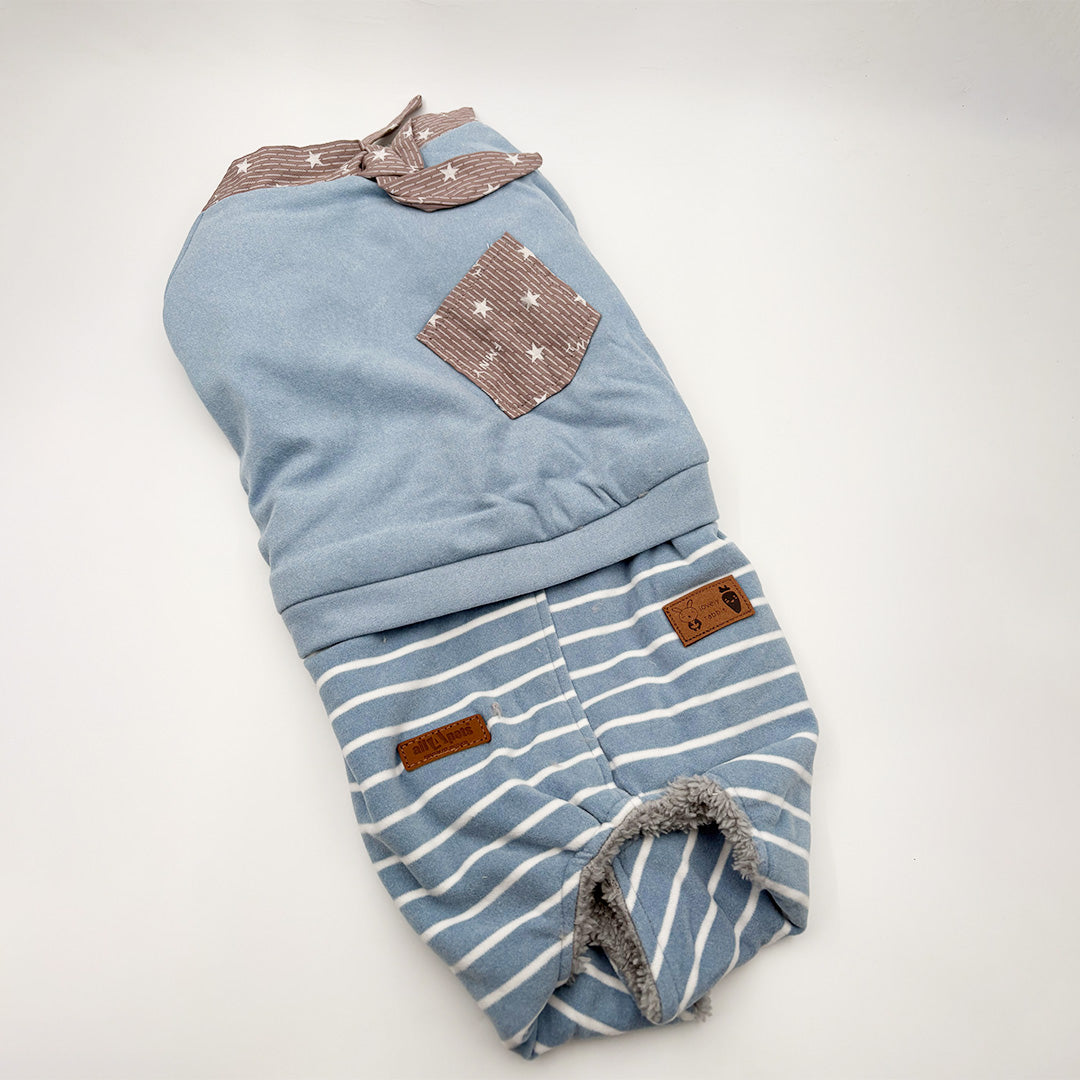 Stylish dog winter dungaree with pocket detail