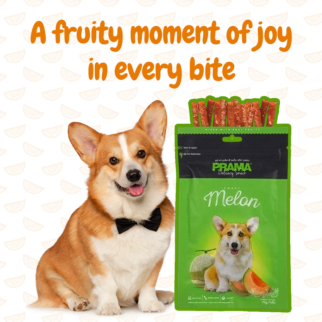 Sweet melon flavoured dog treats packaging