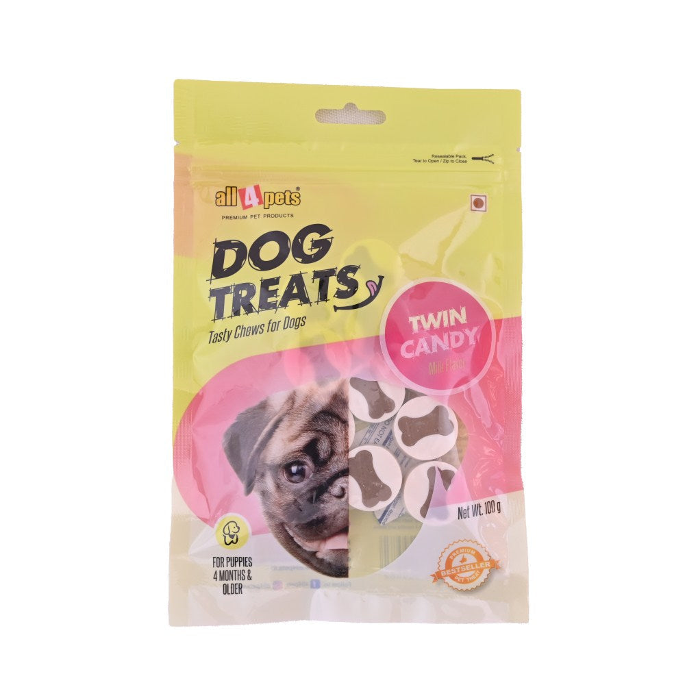 All4Pets Twin Candy Milk Flavour-100gm(for Puppies)