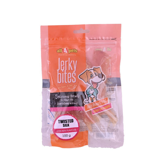 ALL4PETS JERKY BITES-TWISTED SILK 100GM