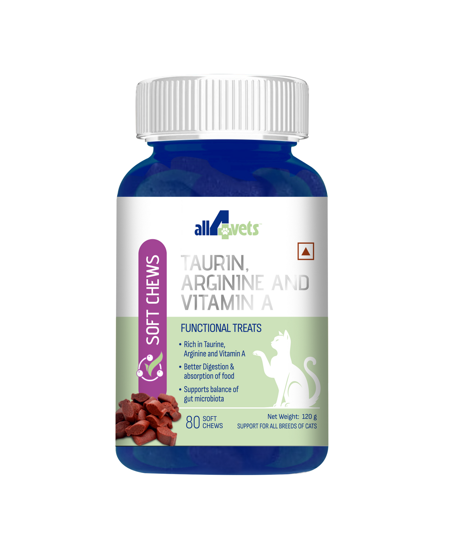Taurine & Vitamin A Soft Chews for Cats – 80 Chews