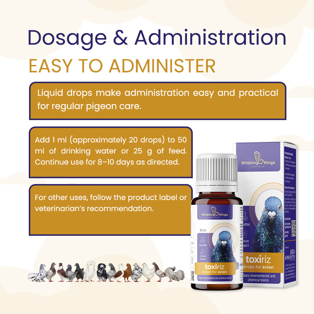 Toxiriz Drops for Avian 60ml | Nutritional Supplement for Pigeons