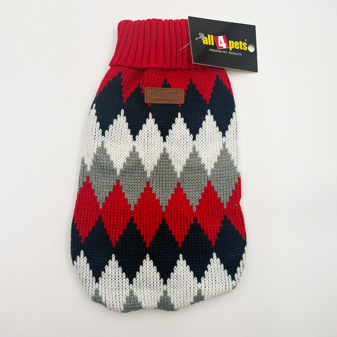 Warm woolen dog sweater for winter – zigzag design