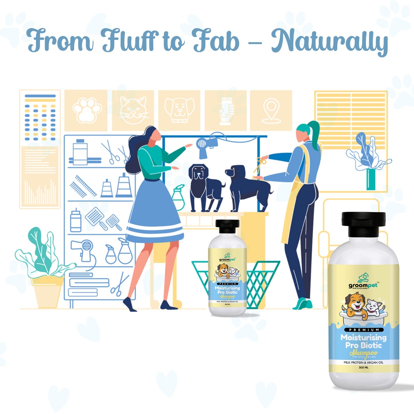 Groompet Probiotic Moisturising Shampoo 300ml | Best Pet Shampoo in India |