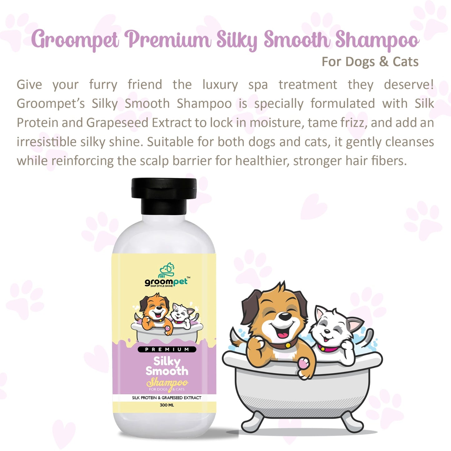 Groompet Premium Silky Smooth Shampoo for Dogs & Cats (300ml)