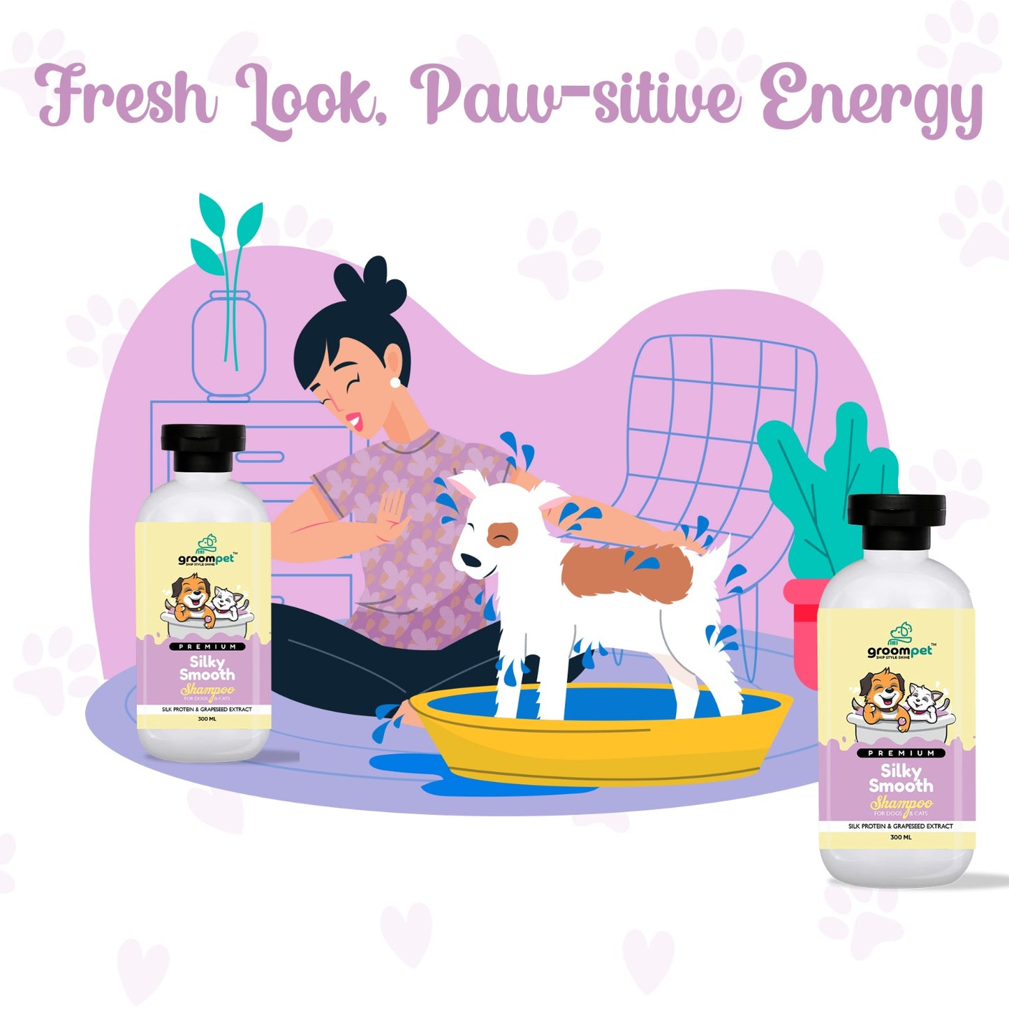 Groompet Premium Silky Smooth Shampoo for Dogs & Cats (300ml)