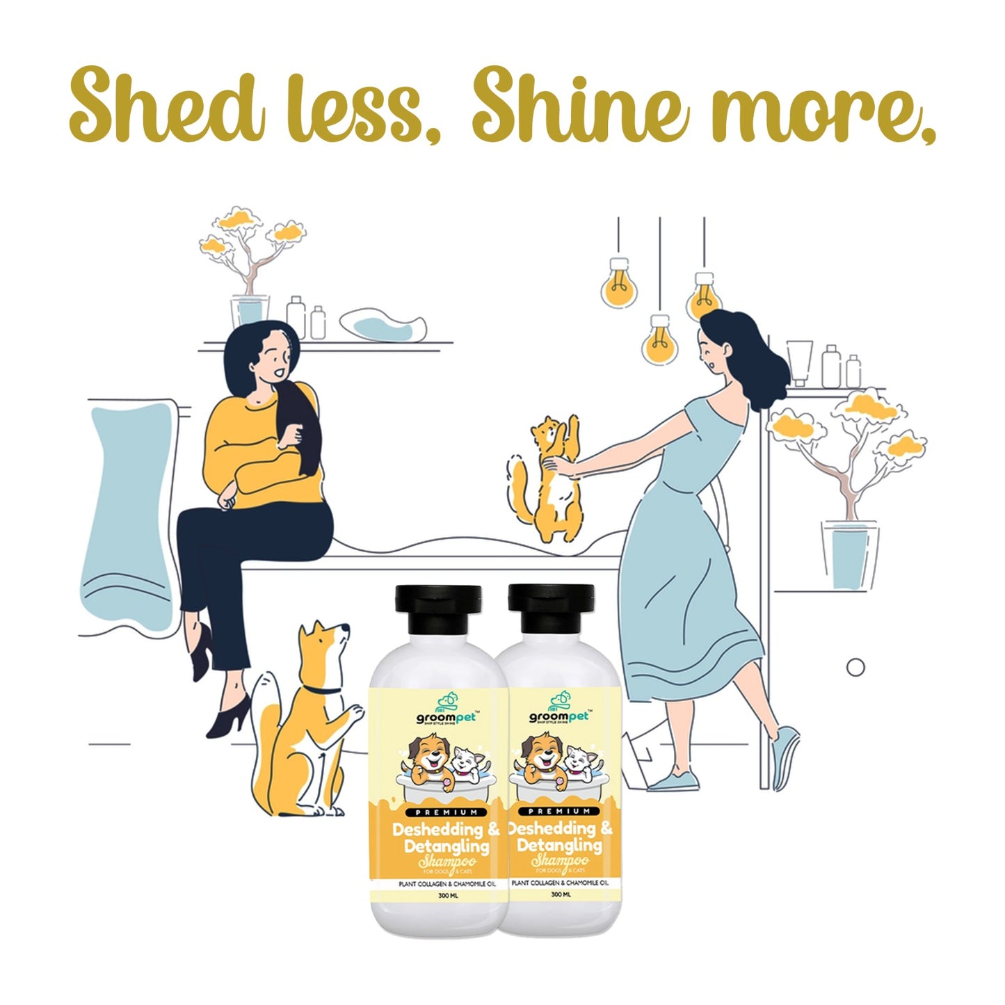 Best Deshedding Dog & Cat Shampoo in India | Groompet Detangling 300ml