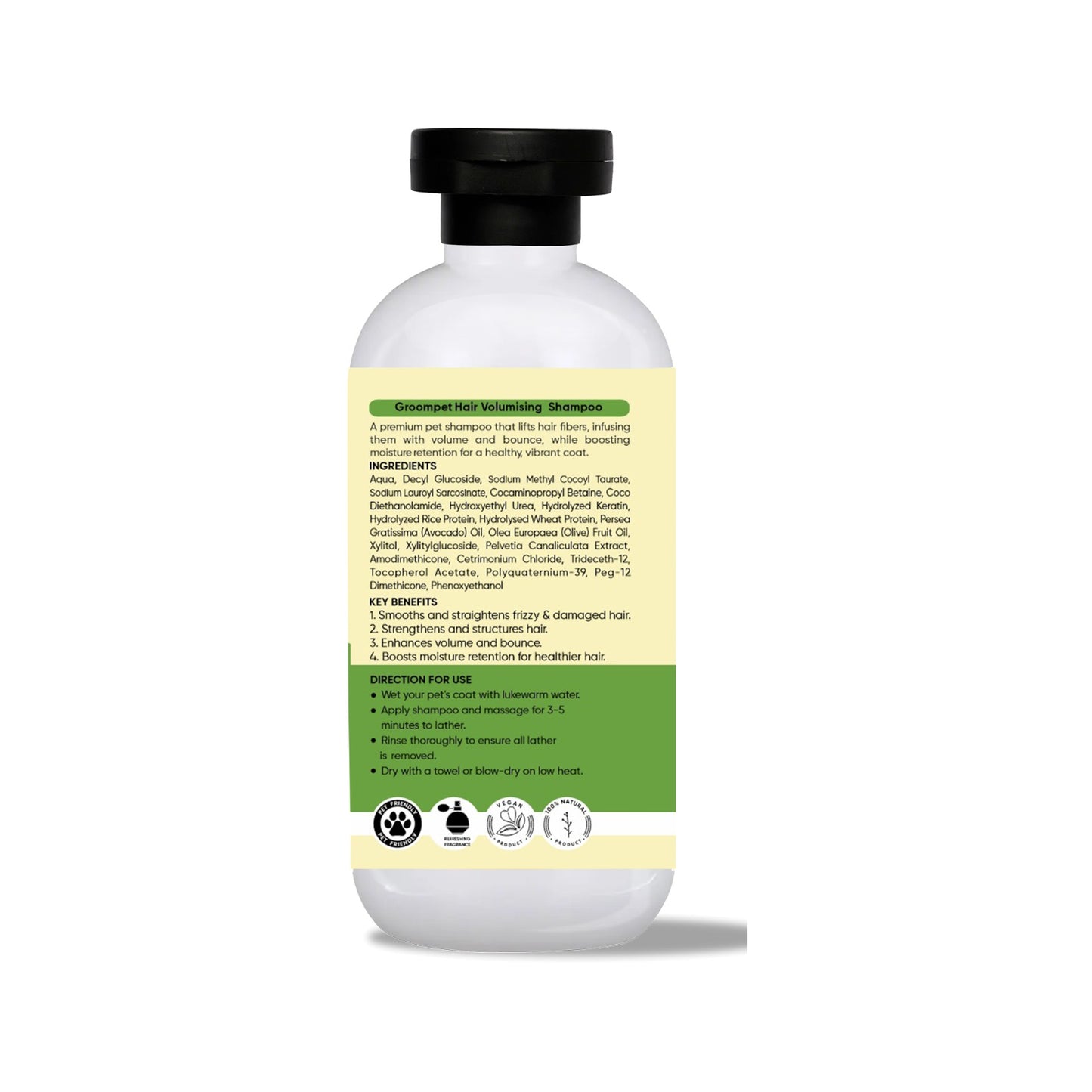 Best Hair Volumising Shampoo in India | Groompet with Keratin & Rice Protein | For Dogs & Cats | 300ml