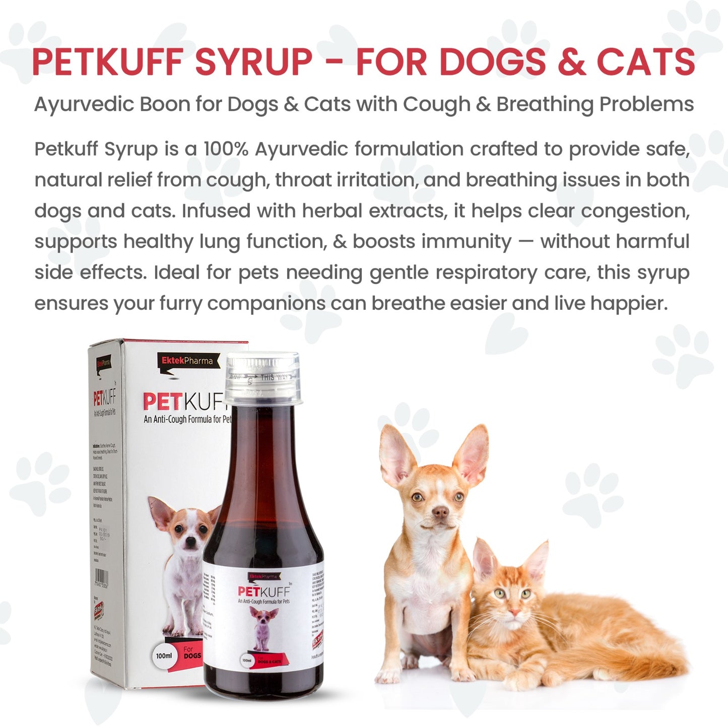 Petkuff Syrup -100ml ( Pack of 2)  An Ayurvedic Boon For Dog's Cough and Breathing problems