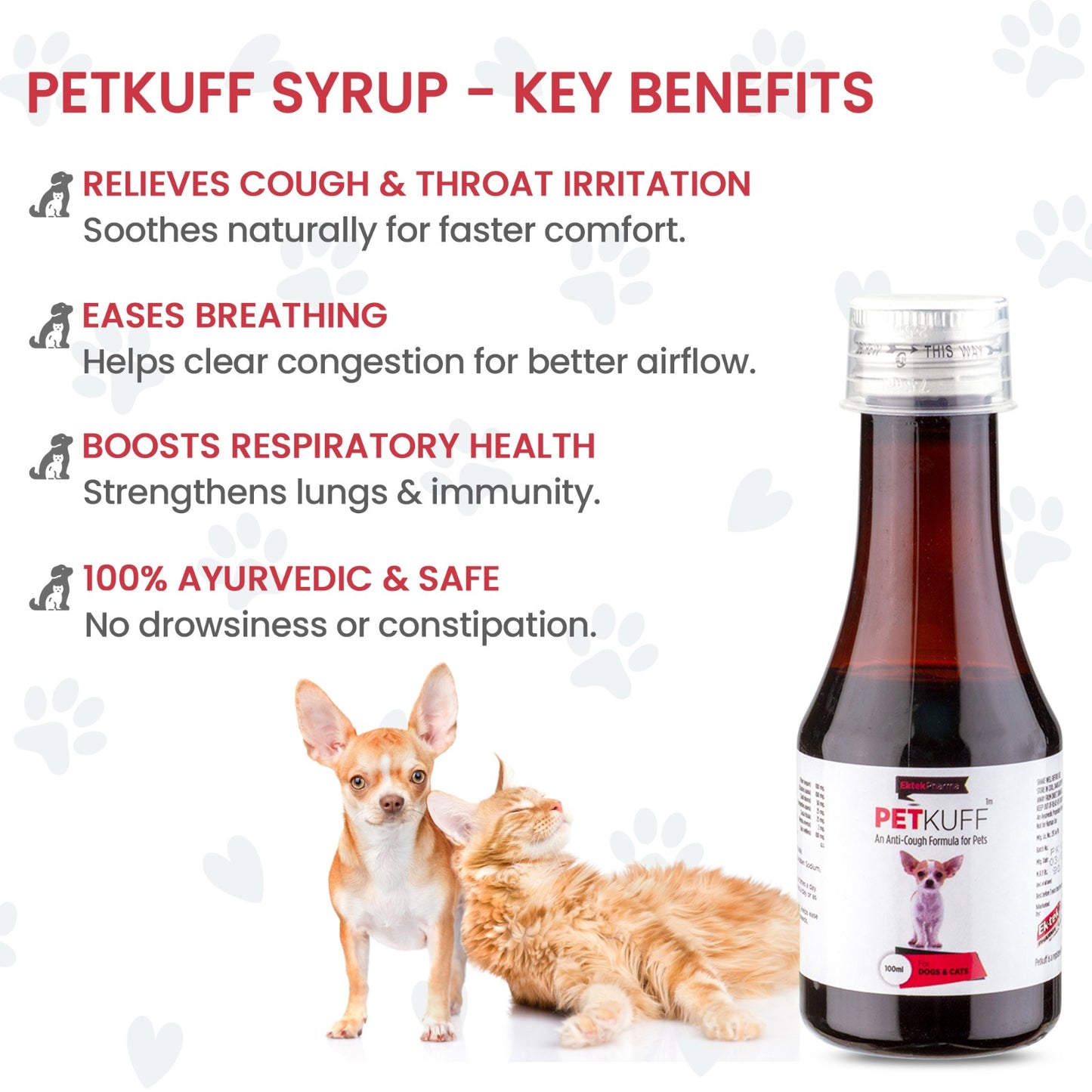Petkuff Syrup -100ml ( Pack of 2)  An Ayurvedic Boon For Dog's Cough and Breathing problems