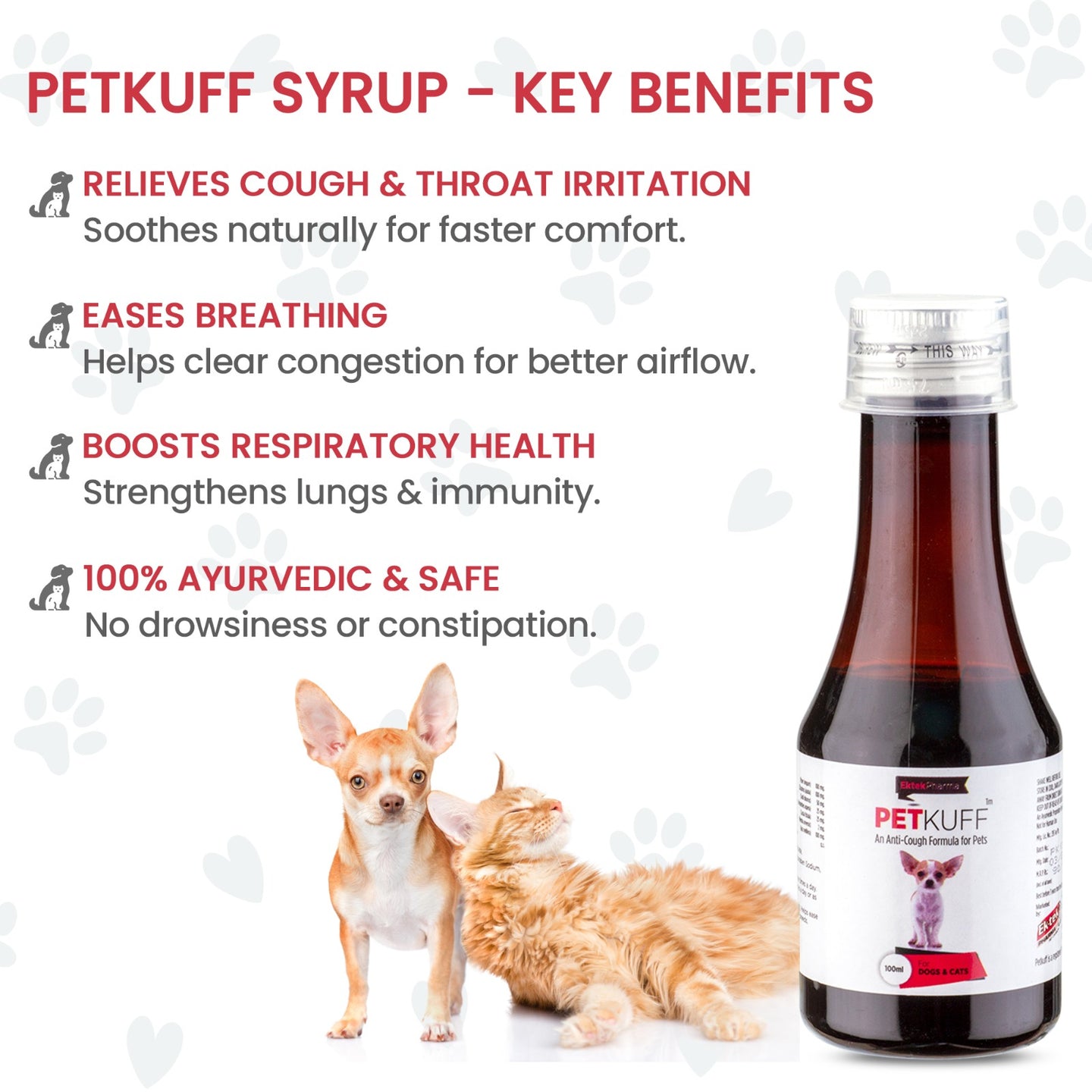 Petkuff Syrup -100ml ( Pack of 2)  An Ayurvedic Boon For Dog's Cough and Breathing problems
