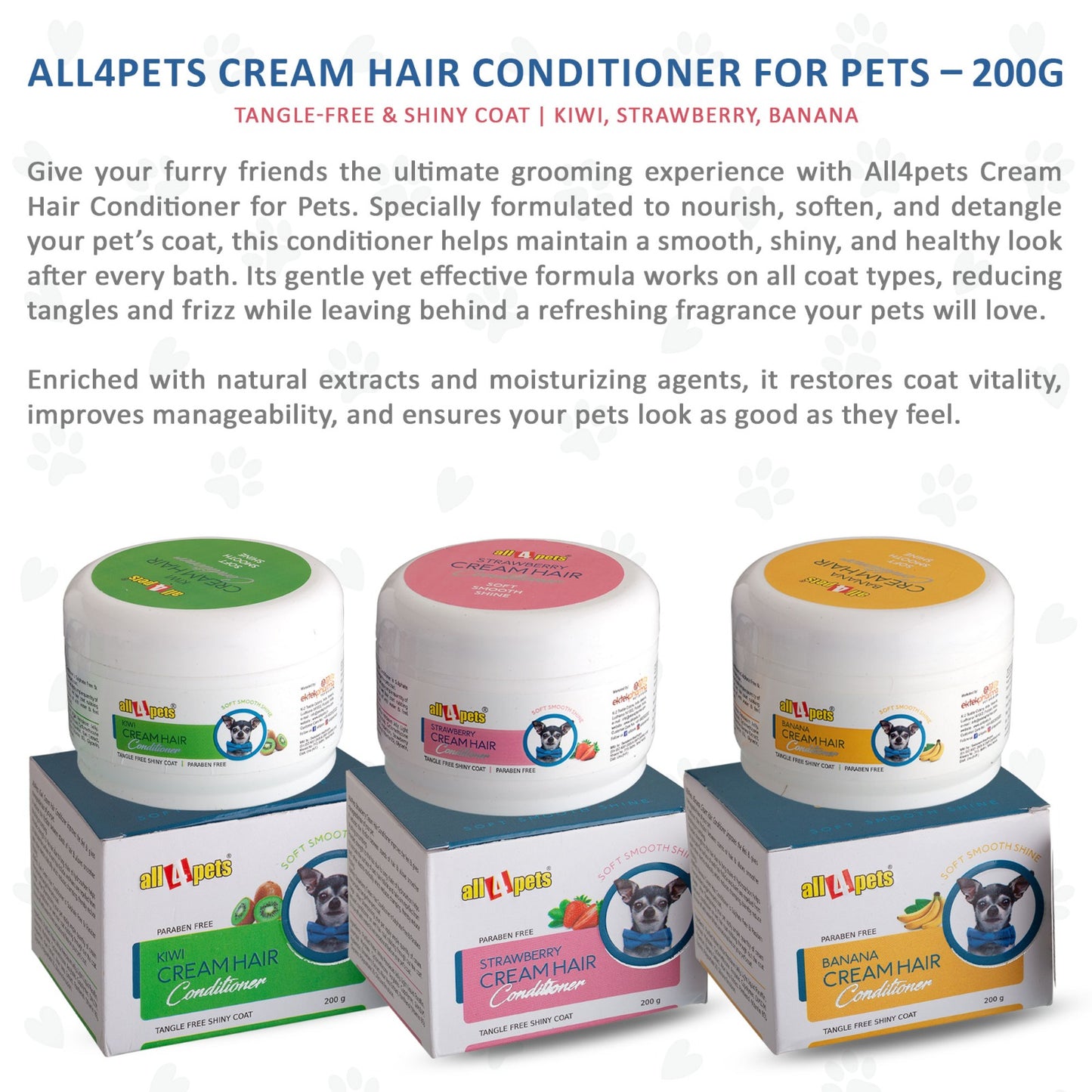 All4pets Cream Hair Conditioner for Pets Tangle Free Shiny Coat-200g