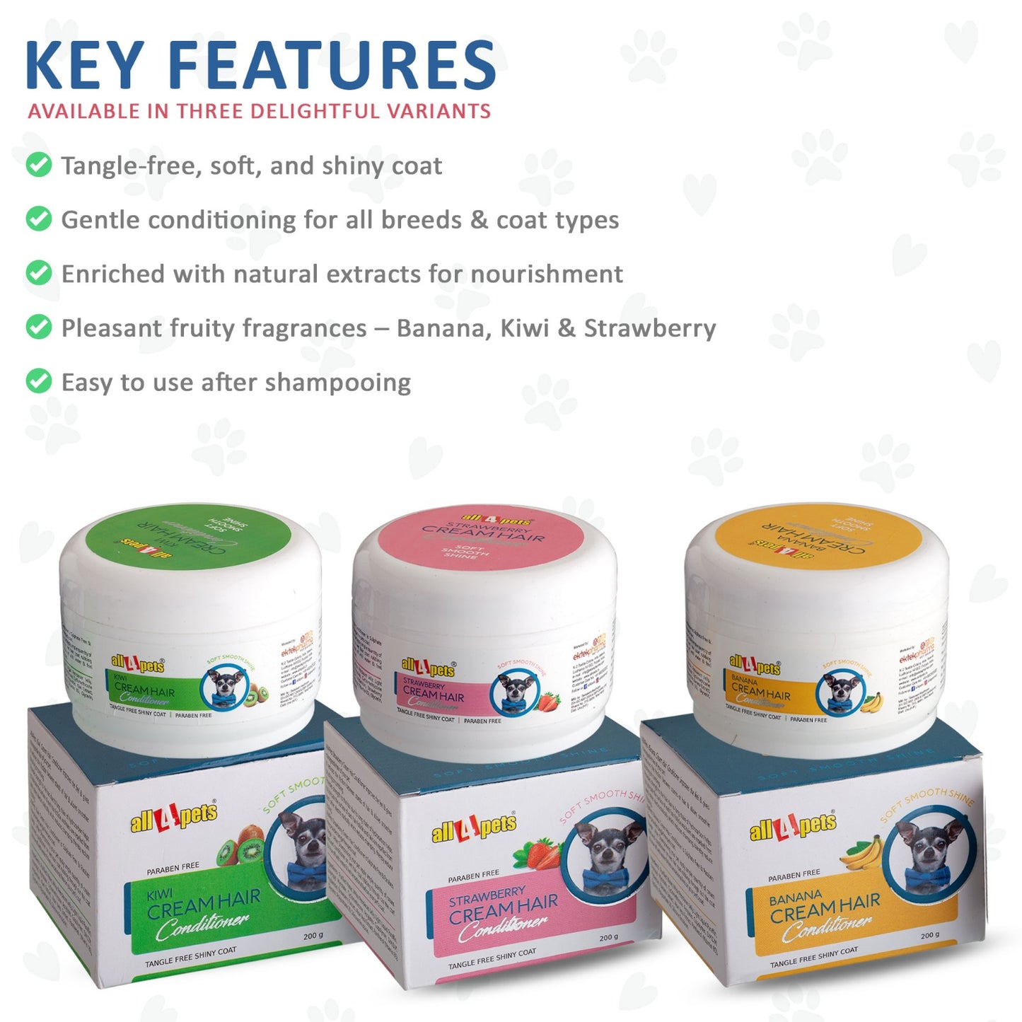 All4pets Cream Hair Conditioner for Pets Tangle Free Shiny Coat-200g