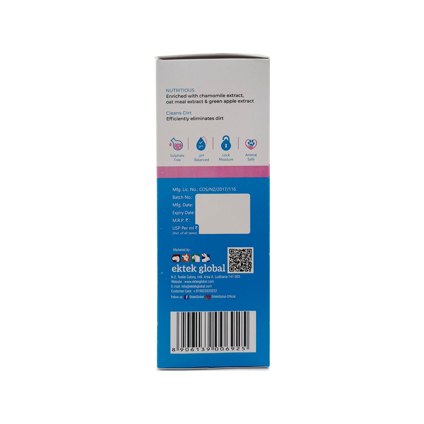 Back view of Ek-Tek Dry Cleaning Mousse packaging, showcasing ingredients and usage instructions.