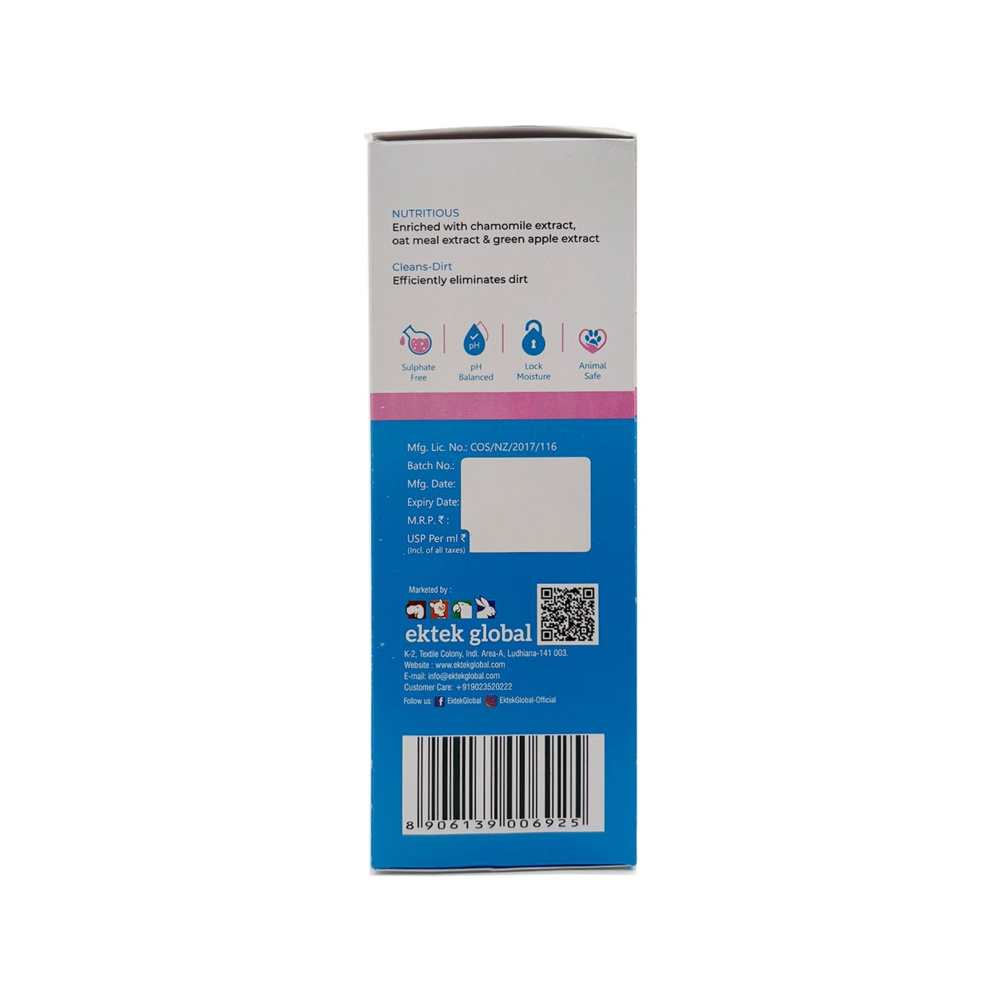 Back view of Ek-Tek Dry Cleaning Mousse packaging, showcasing ingredients and usage instructions.