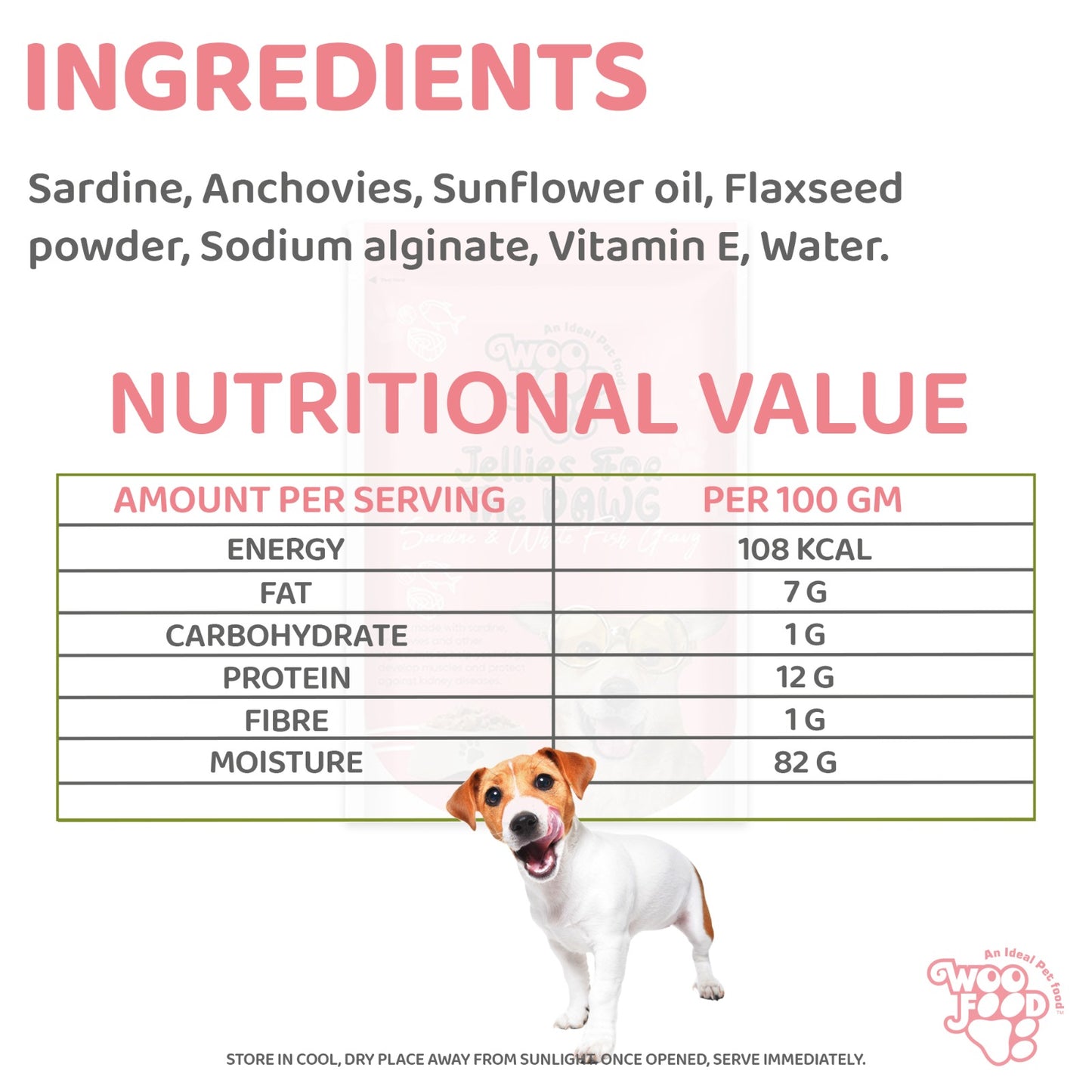 WooFood Sardine and White Fish Gravy (Jellies for Dogs) -70gm ( Pack of 5)
