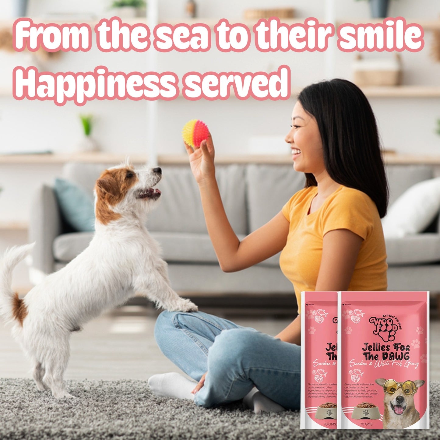 WooFood Sardine and White Fish Gravy (Jellies for Dogs) -70gm ( Pack of 5)