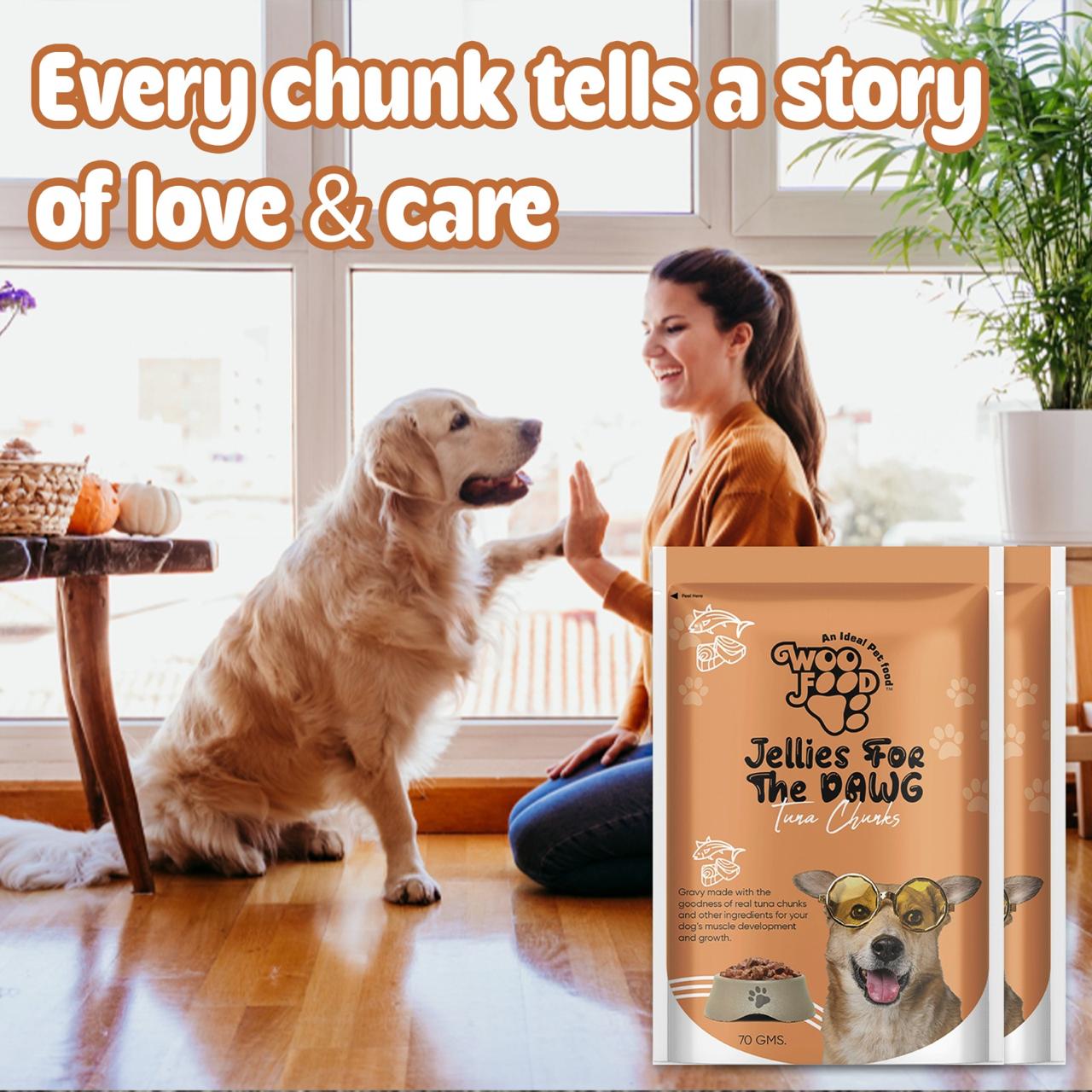 WooFood Tuna Chunks (Jellies for Dogs) -70gm ( Pack of 5)