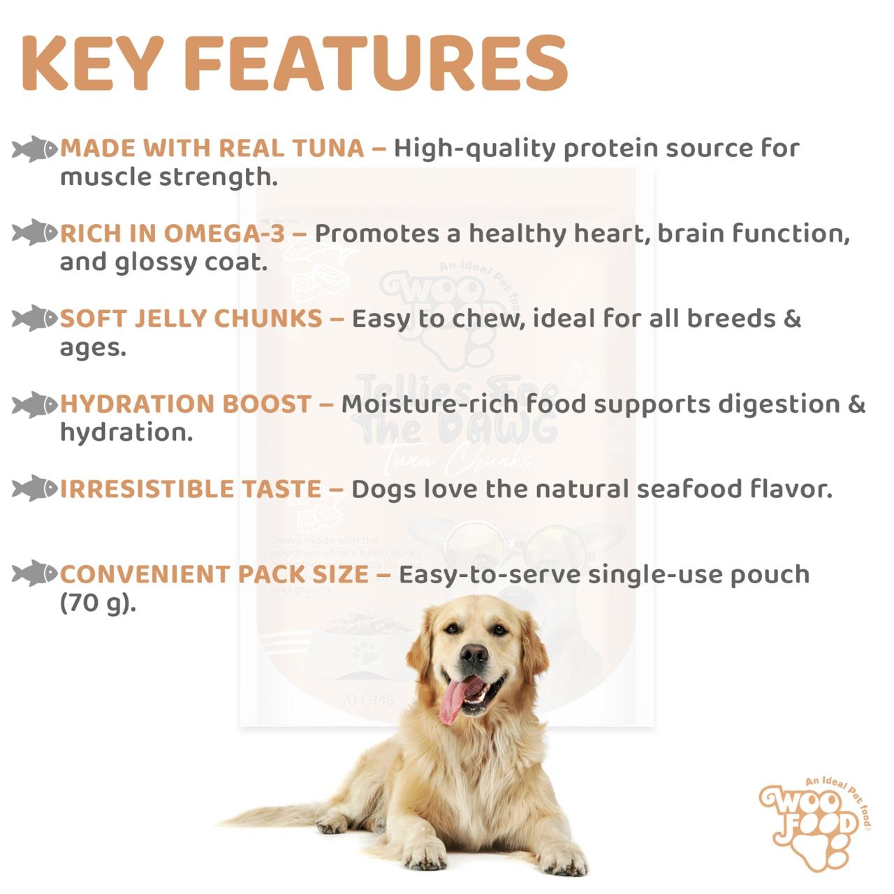 WooFood Tuna Chunks (Jellies for Dogs) -70gm ( Pack of 5)