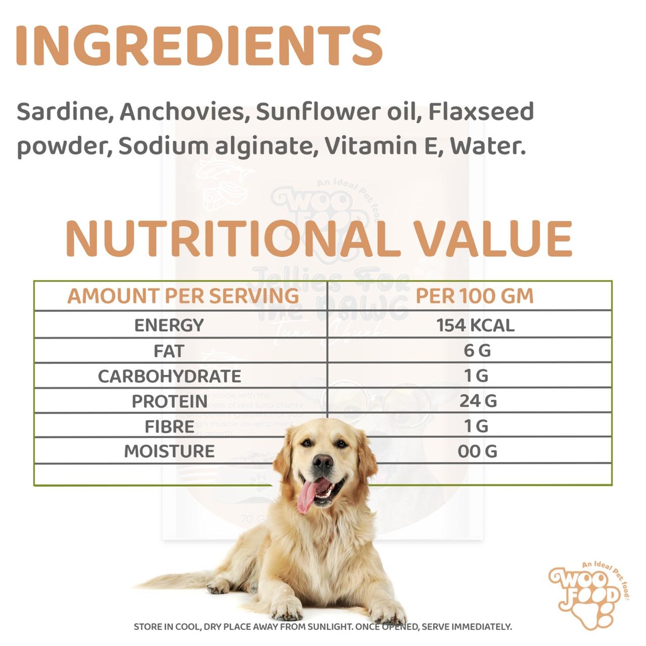 WooFood Tuna Chunks (Jellies for Dogs) -70gm ( Pack of 5)