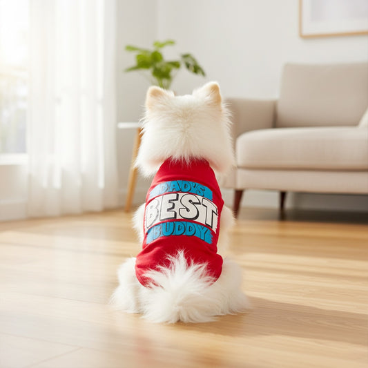 Dad Best Buddy Printed Dog T-Shirt