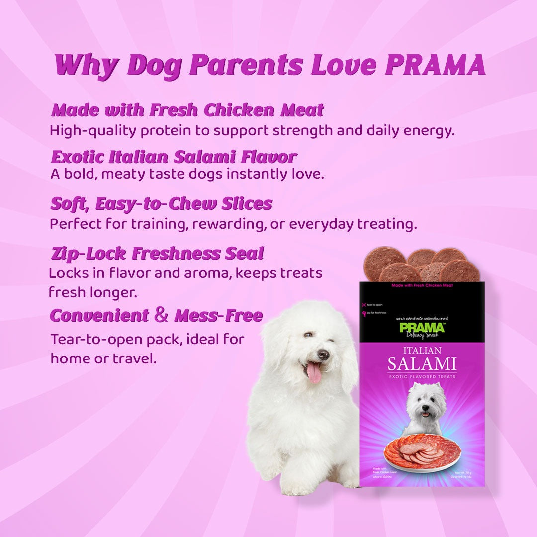Prama Italian Salami Flavoured Treats for Dogs benefits
