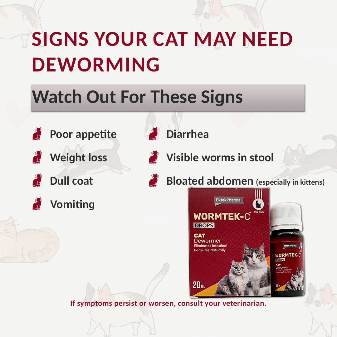 WORMTEK-C Drops for Cats Deworming Solution 20 ml (Pack of 2)
