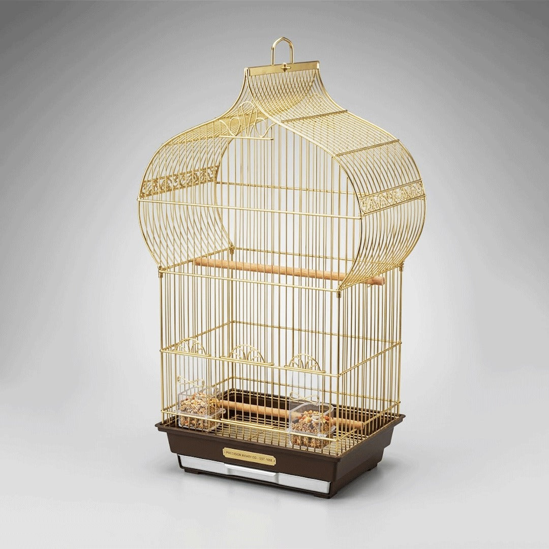Golden Metal Bird Cage with Stand