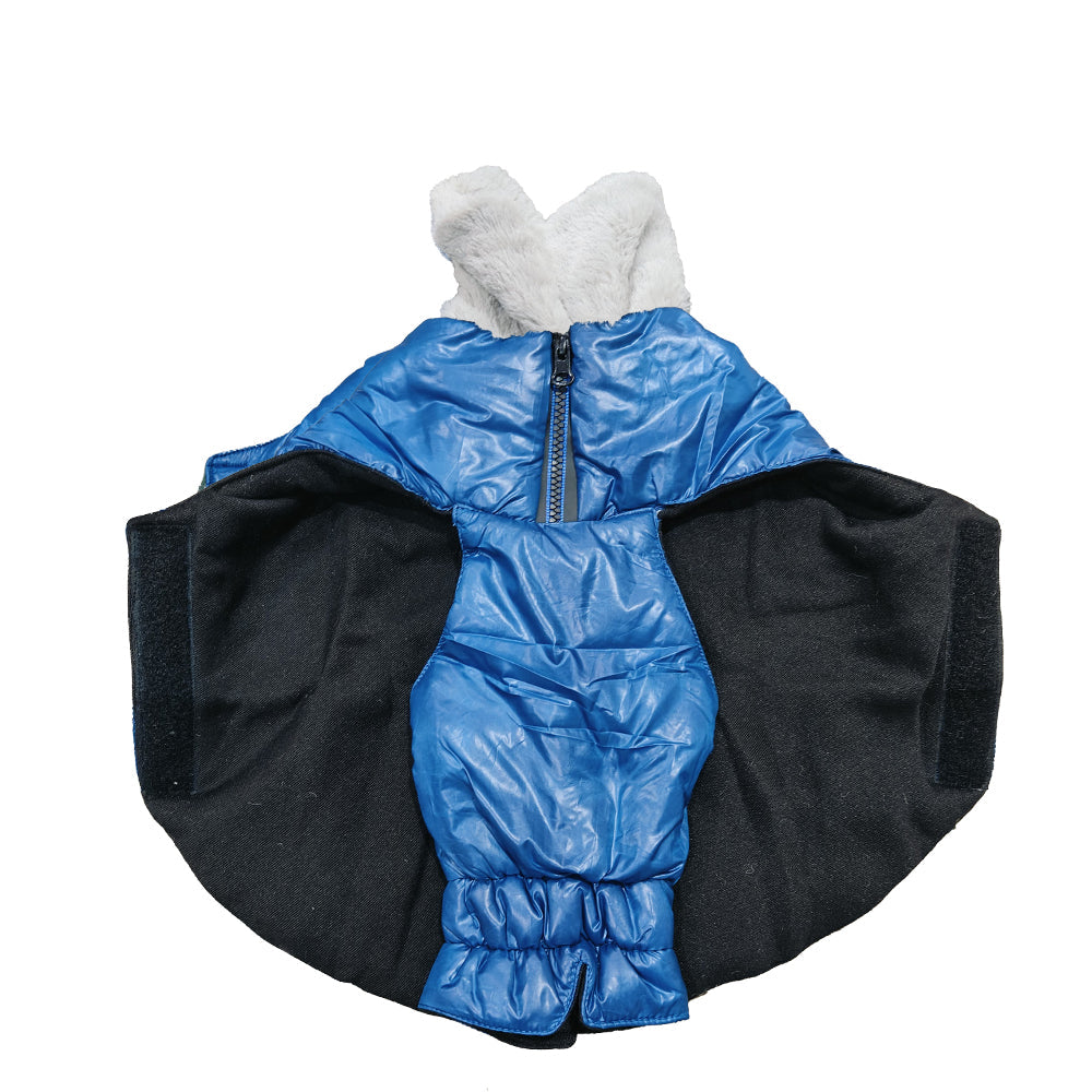 Winter Jacket for Dogs -with Cozy Fur Collar (Color May Vary) BLUE