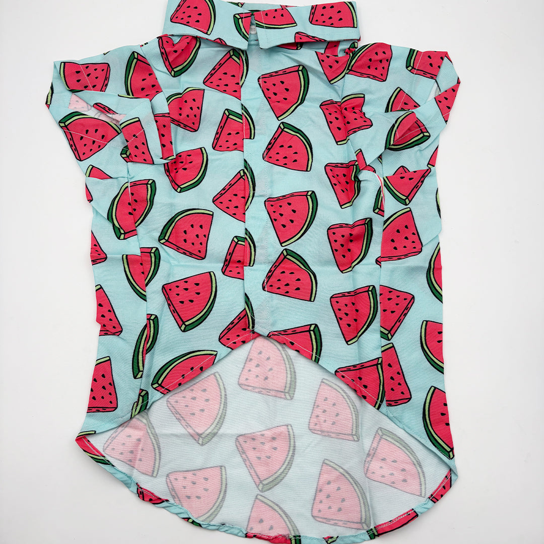 breathable dog shirt with fruit print