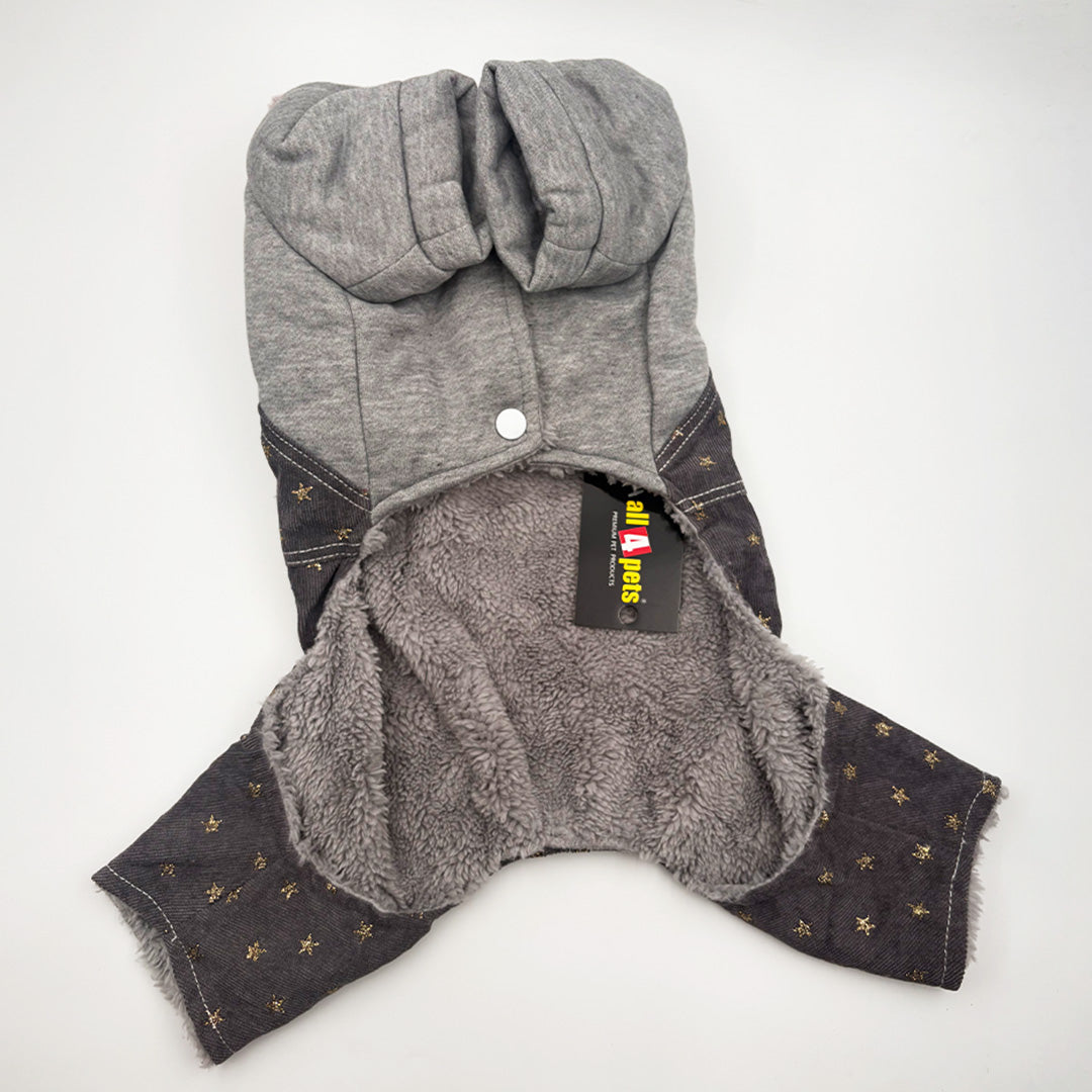 denim look dog dungaree star print