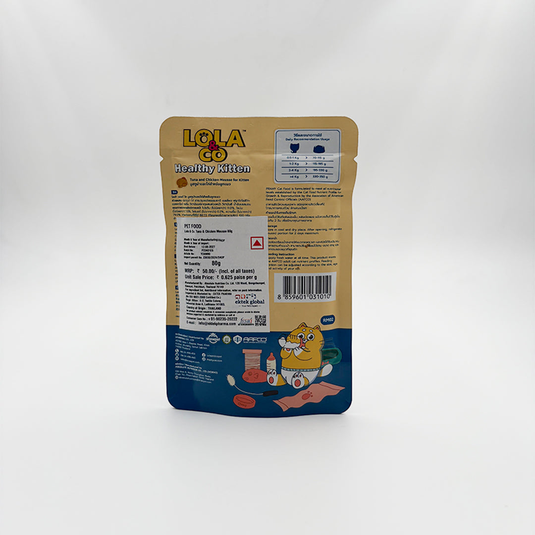 bac side of ingrediants Lola & Co Healthy Kitten Food