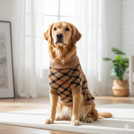 dog wearing Cozy wool sweater for pugs and puppies 